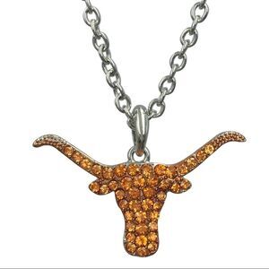 Burnt Orange Rhinestone Longhorn Bull Necklace